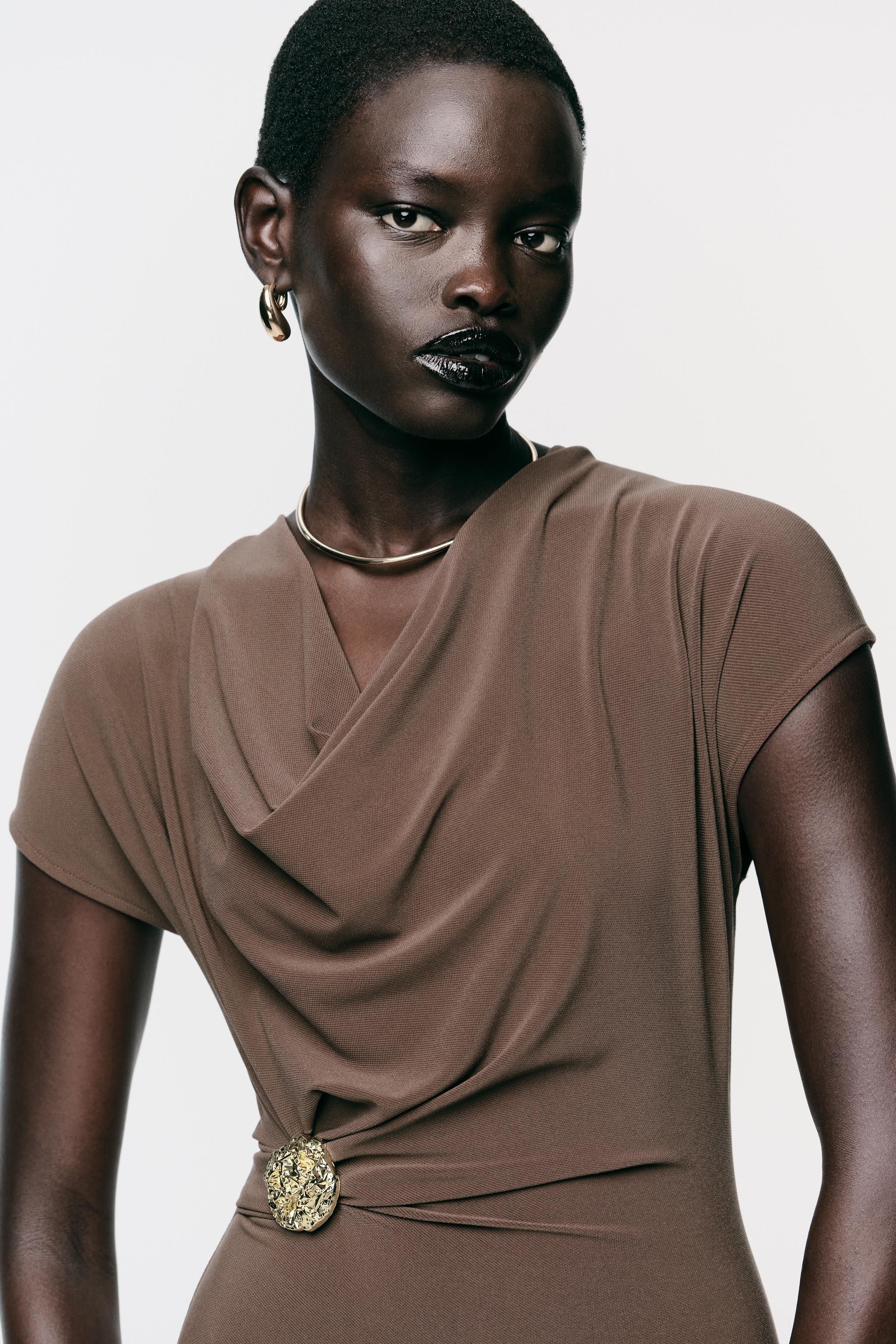 DRAPED DRESS WITH HARDWARE